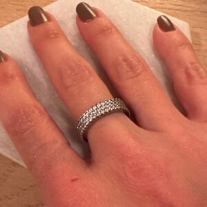 Pandora silver cyrconia ring sz 6